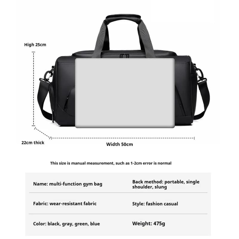 Sports Gym Bag, Large Capacity Handbag,Portable Travel Duffel Bag, Multi-compartment with Shoes Storage,Perfect for Vacation,Gym
