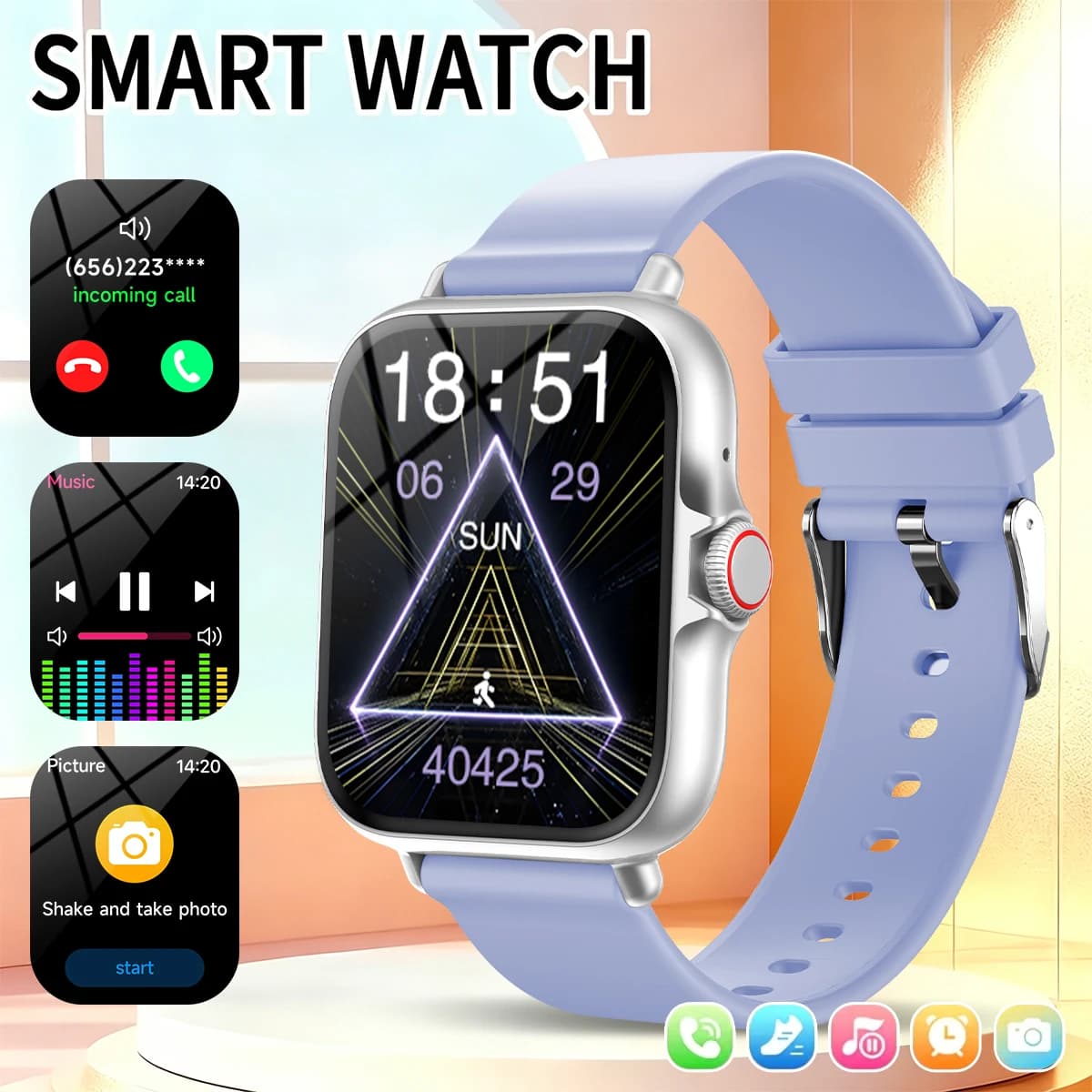 Smart Watch for Android iOS Ultra Low Power Bluetooth Calling Fitness Tracker Music Control Voice Assistant Metal Body Sports