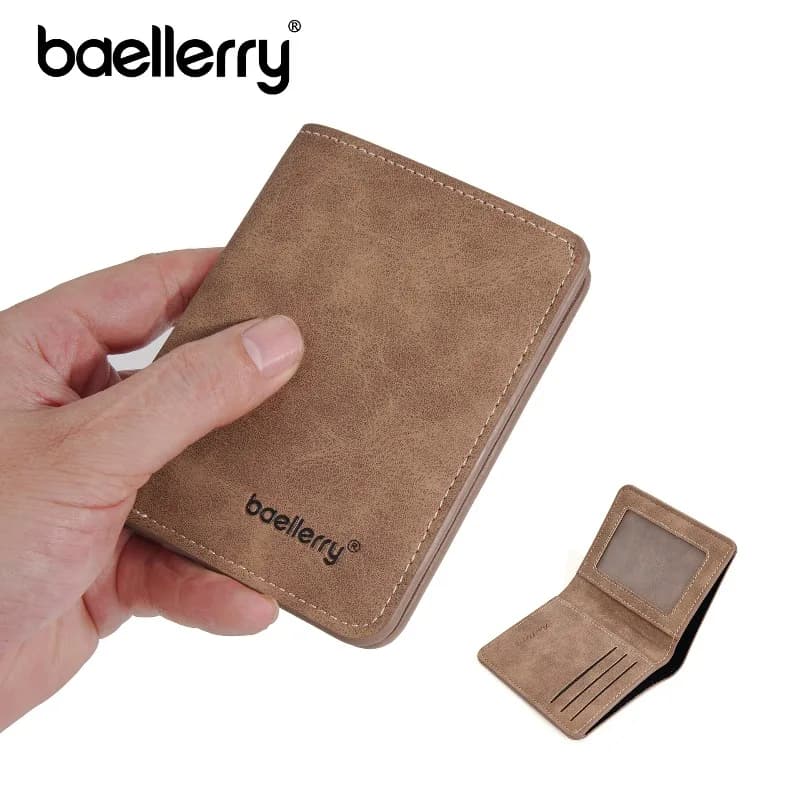 Baellerry Thin Sanded Leather Wallets Driver's License Card Holder Casual Business Multi-Function Bifold Men's Short Wallet