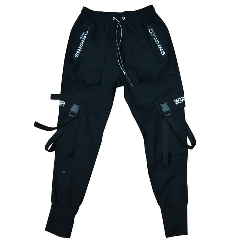 Men's Cargo Jogger Pants with Ribbons