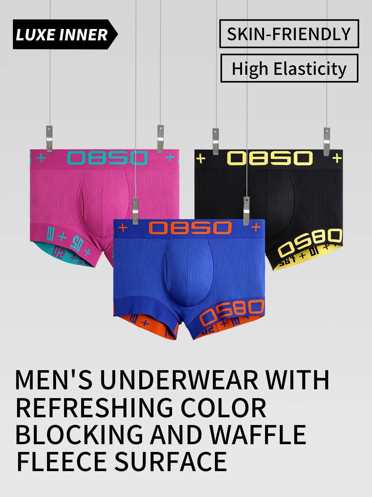 Men's Ribbed Boxer Briefs Digital Print Low Rise Stretch Soft Breathable Underwear Single & Multiple Optional