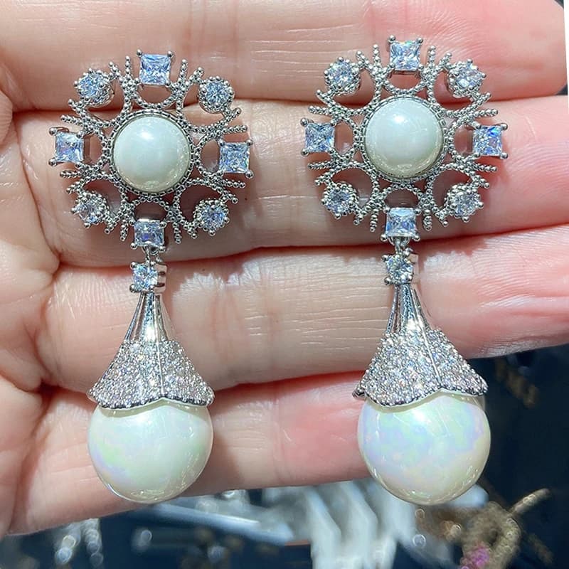 Pearl Drop Earrings with Tassel
