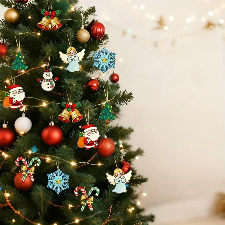Wooden Christmas Ornament Set 40-Piece