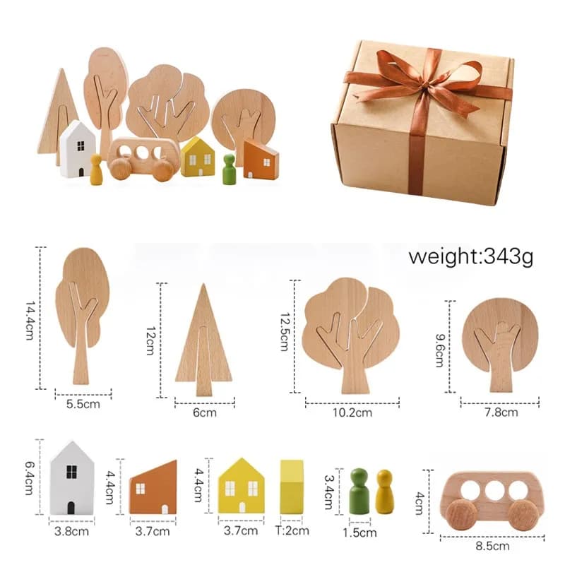 Wooden Building Block Forest Toy Set
