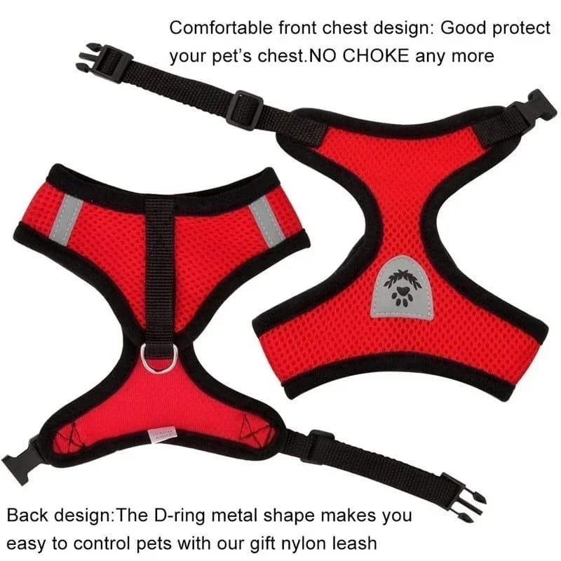 Adjustable Mesh Pet Harness Vest with Leash