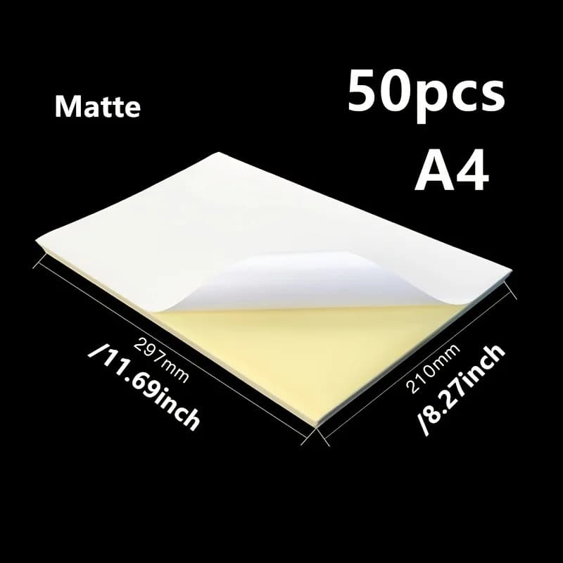 A4 Self Adhesive Sticker Paper, 50 Sheets