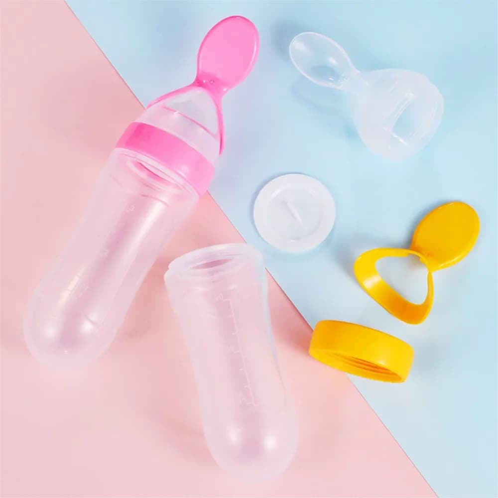Baby Silicone Feeding Bottle with Spoon 90ml