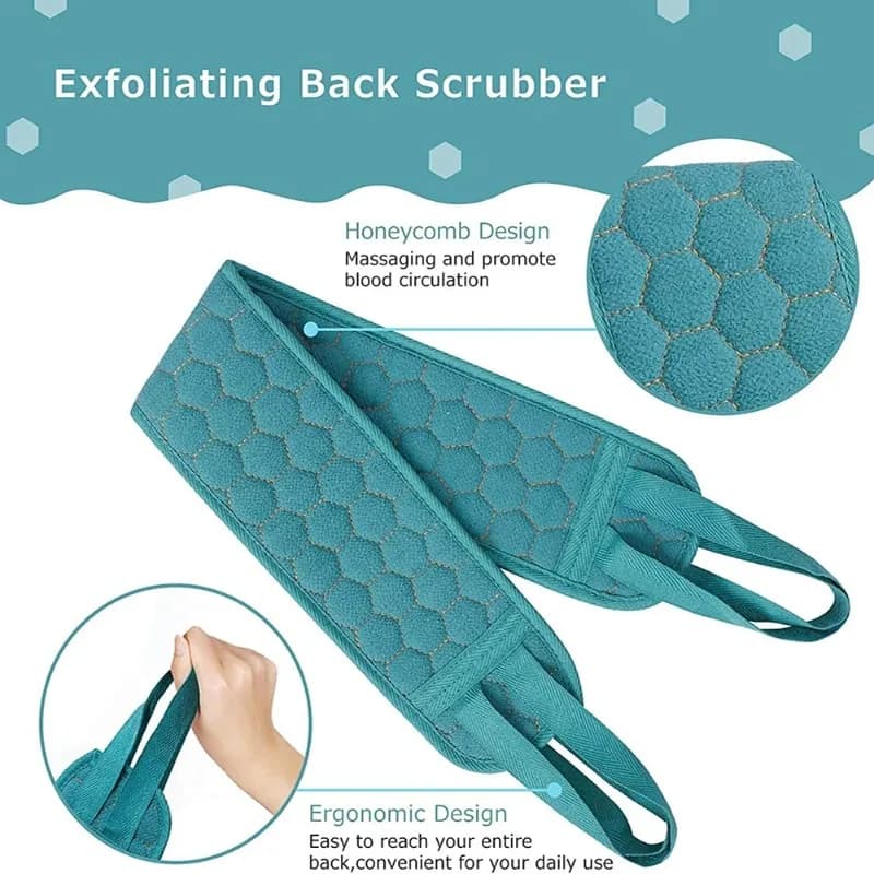 Fashion Bath Towel 3-Piece Set Includes Back Scrubber, Bath Glove and Shower Bath Sponge Loofah
