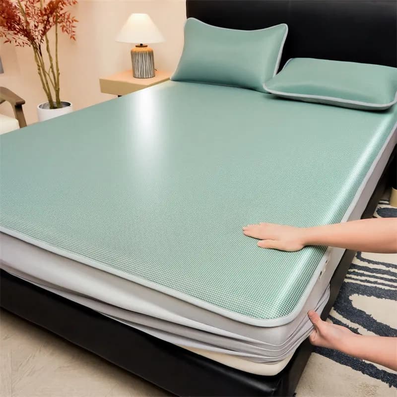 Blue Cooling Bedsheet Set with Pillowcase