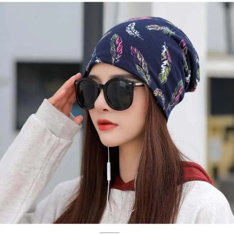 Feather Pattern Baggy Beanie