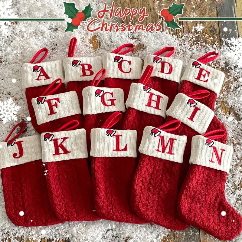 Christmas Stocking with Snowflake Embroidered Design