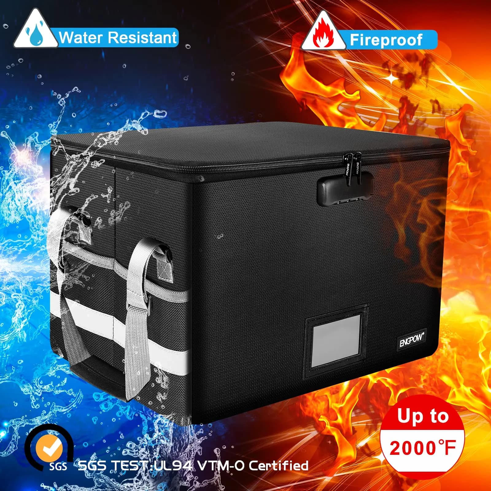 Fireproof File Box with Lock and Handle