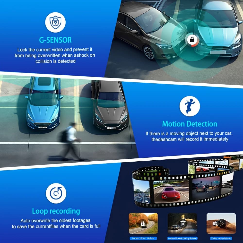 Dash Cam for cars 1080P Car DVR Video Recorder Dual car camera Front Inside View Camera Loop Recording WiFi Monitor Dashcam