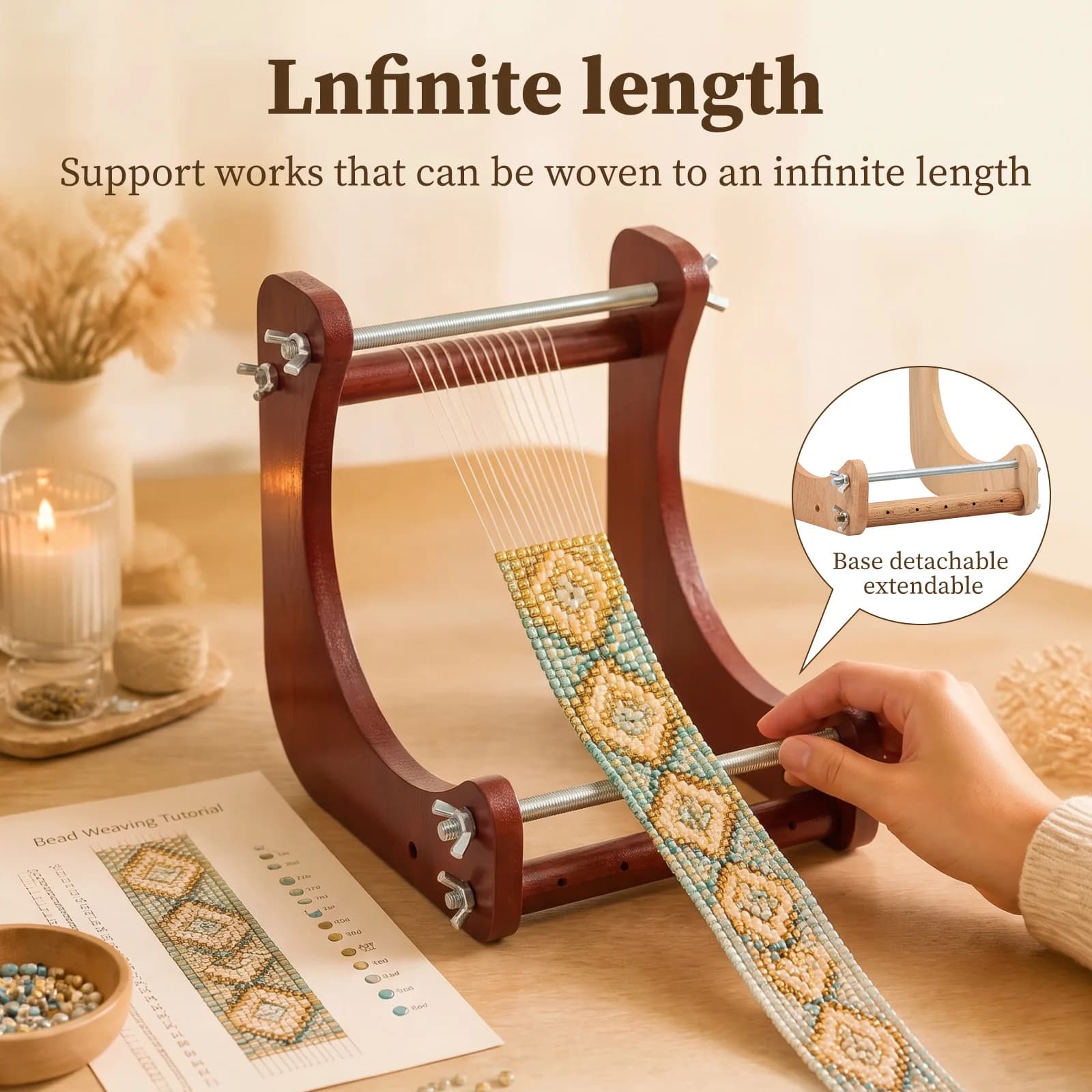 Adjustable Wood Beading Loom Weaving Kit