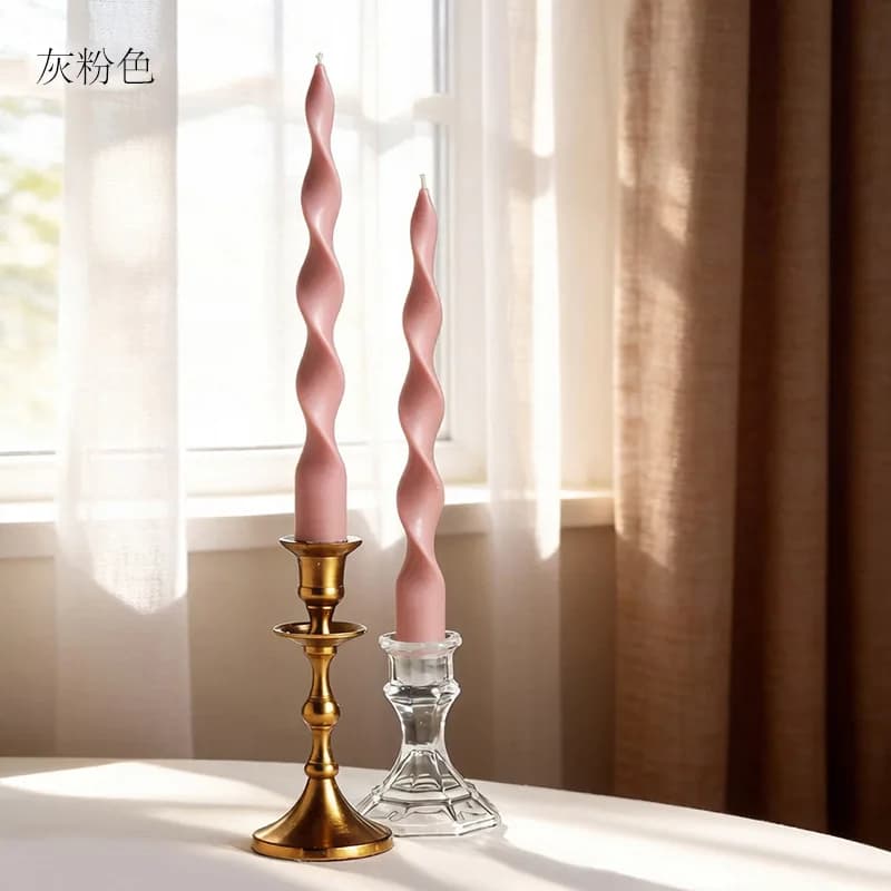 Spiral Twisted Taper Candles Pair