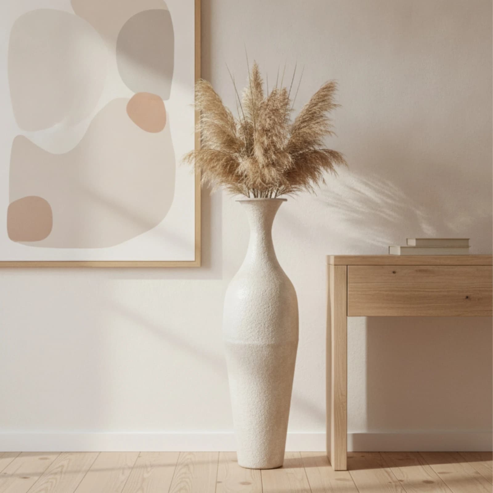 Rustic Tall Floor Vase with Narrow Neck