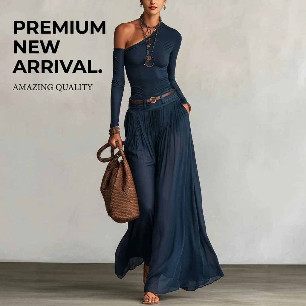 One Shoulder Maxi Skirt Set