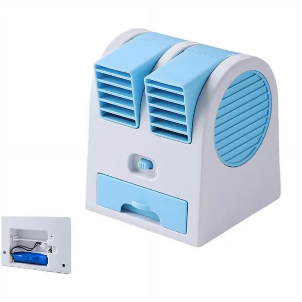 Portable Dual-Outlet Ice Cooling Desk Fan