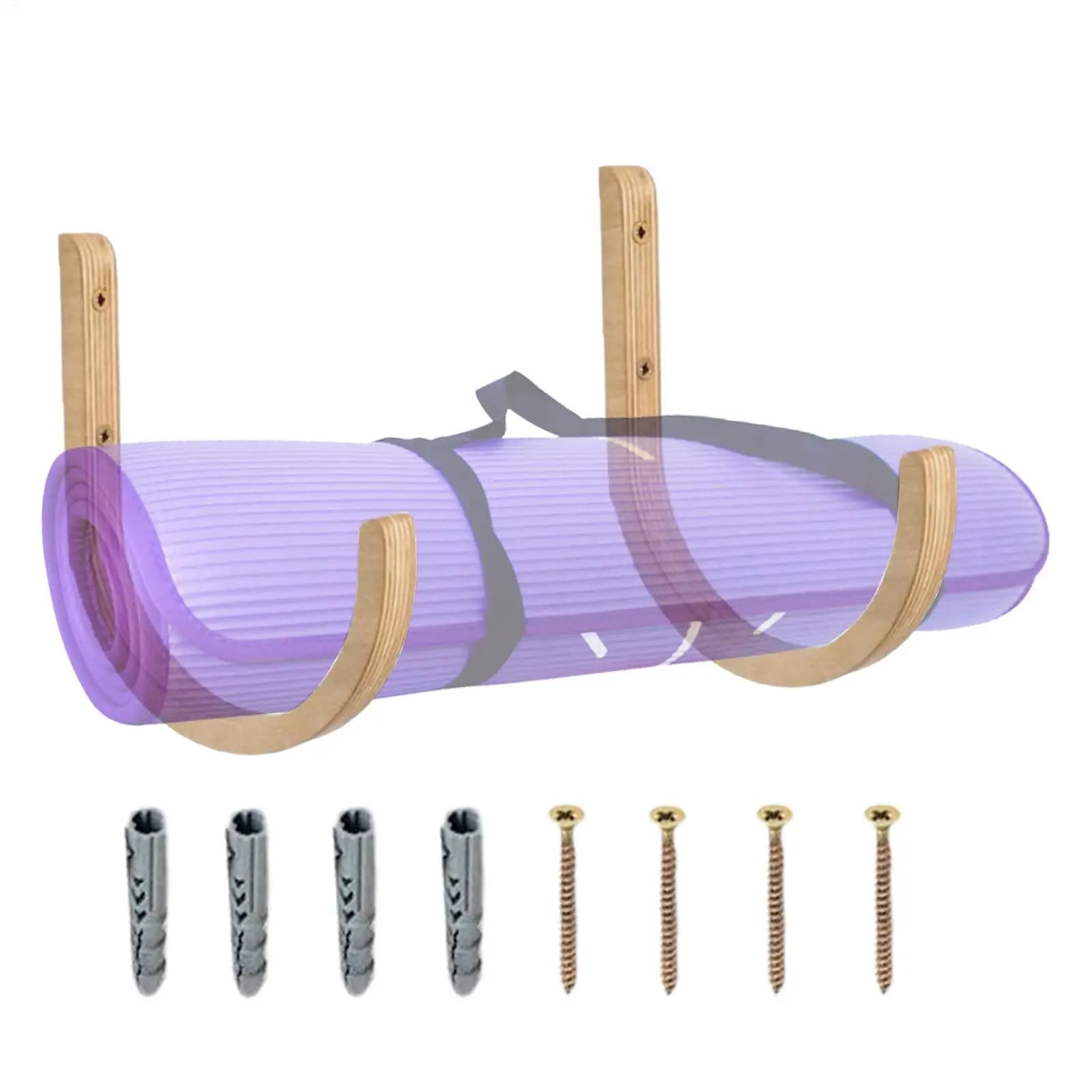 Wooden Yoga Mat Wall Organizer Rack