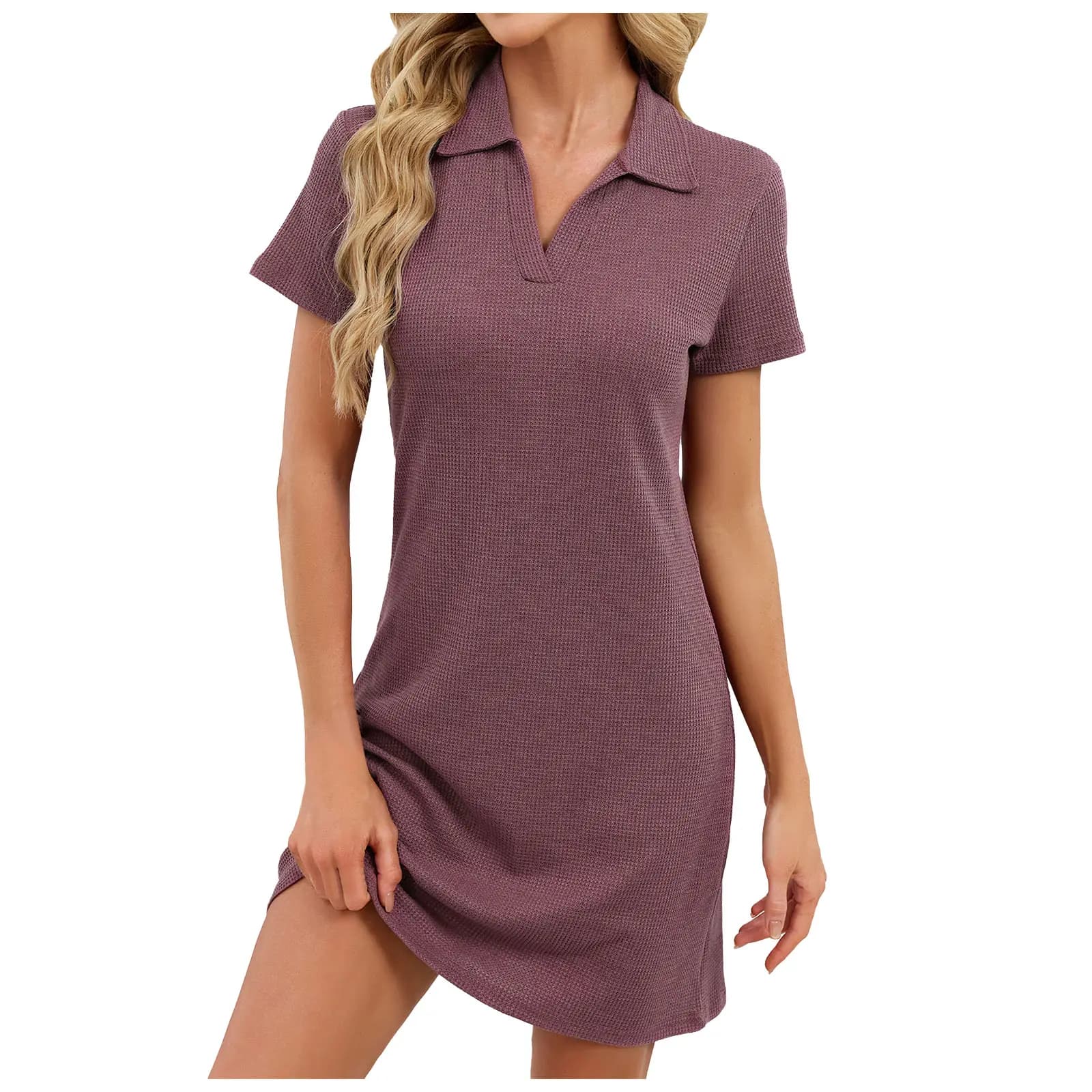 Women's Casual Herringbone Crew Neck Dress