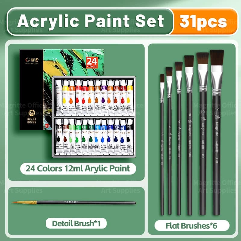 Acrylic Paint Set with Brushes