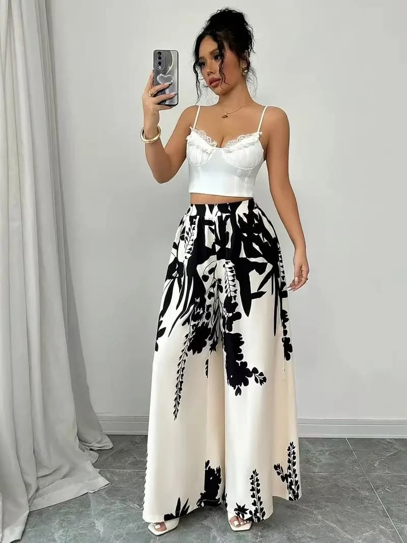 Black and White Floral Long Sleeve Ruffled A-Line Dress