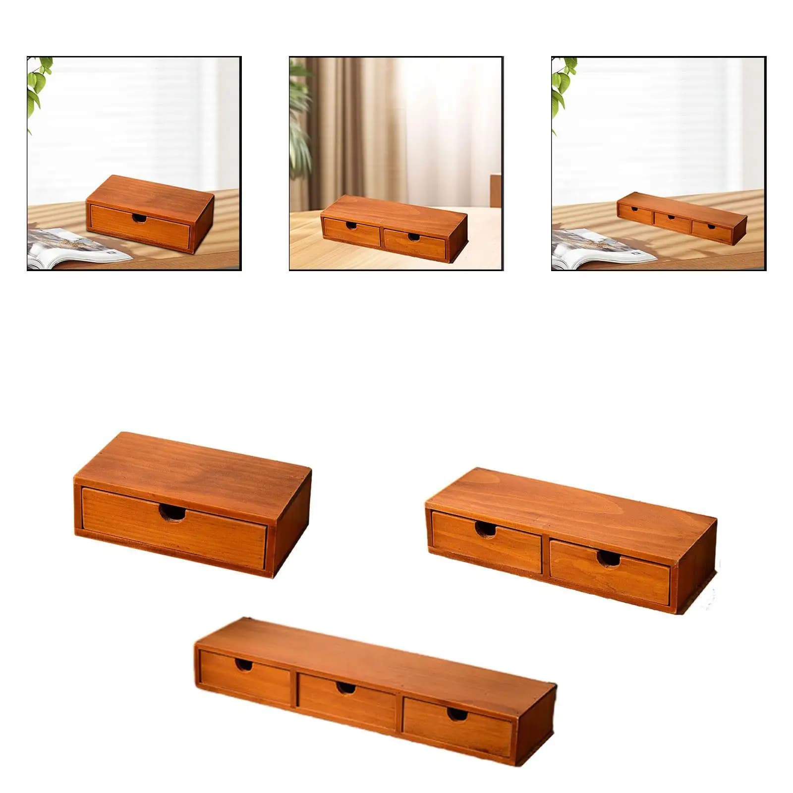 Rustic Wooden Desk Organizer with Drawer