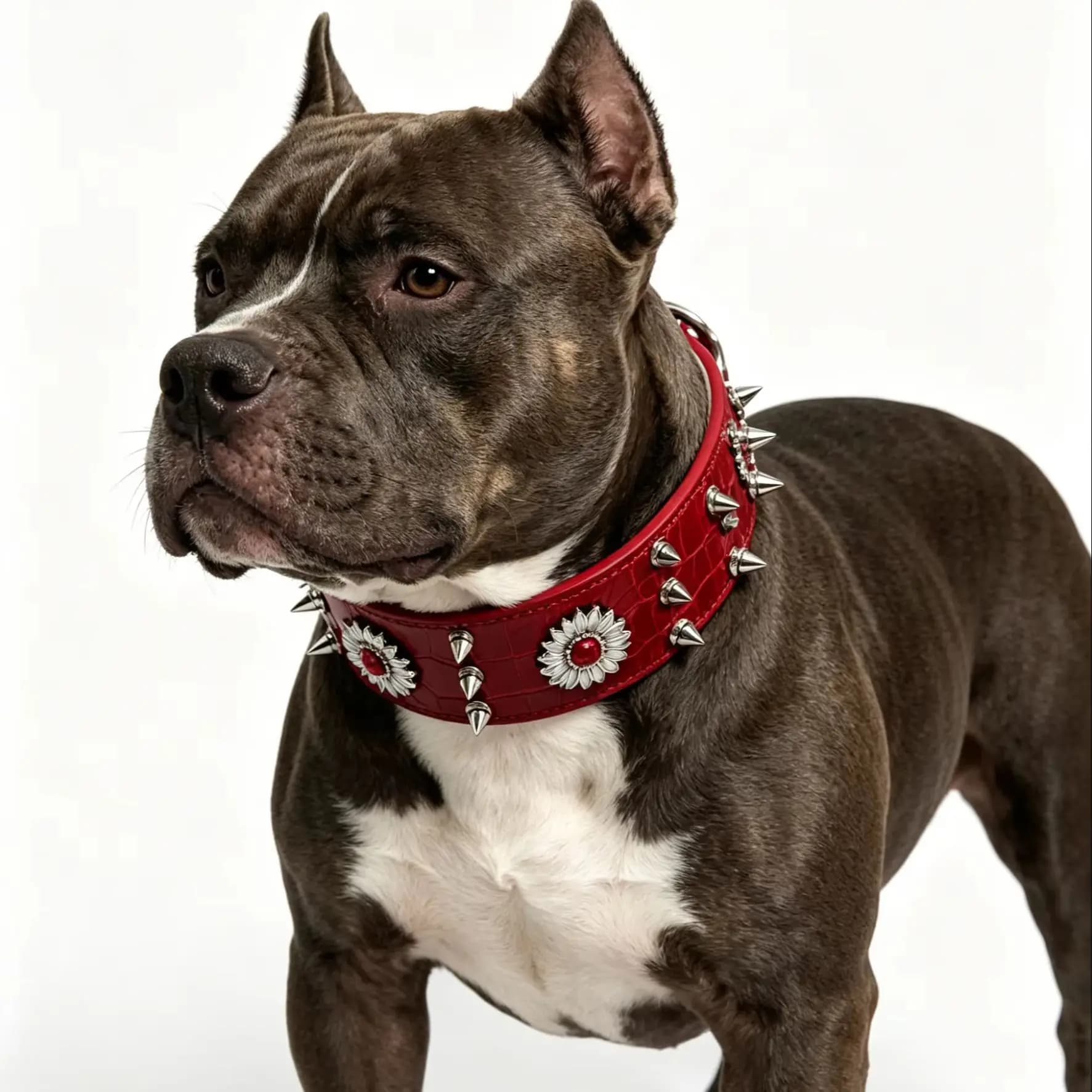 1 piece of dog collar with rivets, red, fashionable, cool, street punk style, suitable for daily outings and play