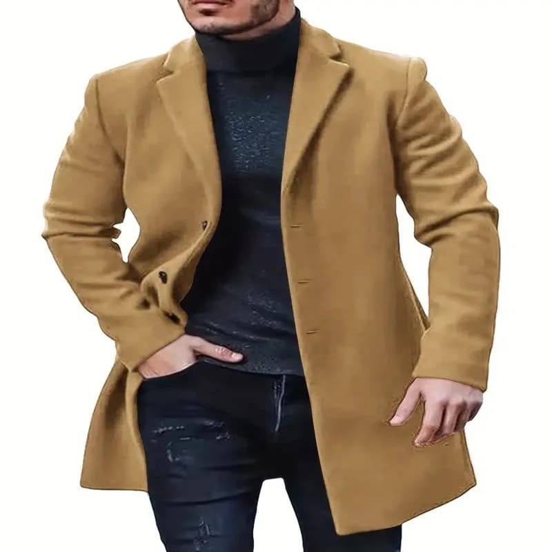 Men's Wool Overcoat Mid-Length