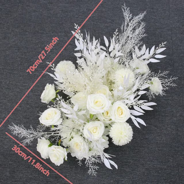 White Silk Flower Row Wedding Arch Backdrop