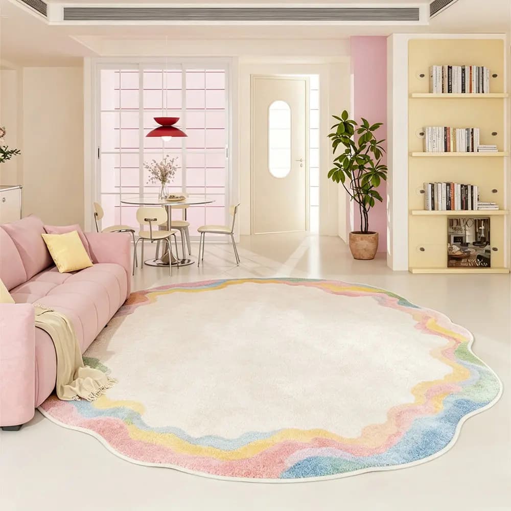 Irregular Shape Plush Area Rug Washable