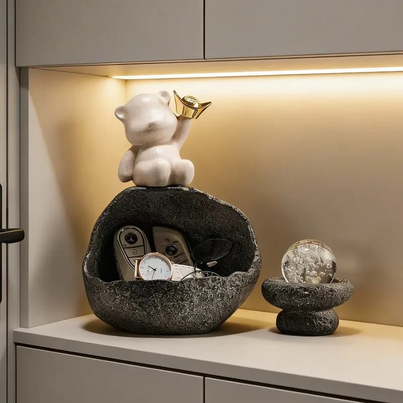 Kitchen Desk Storage Holder for Towel and Trinket Display