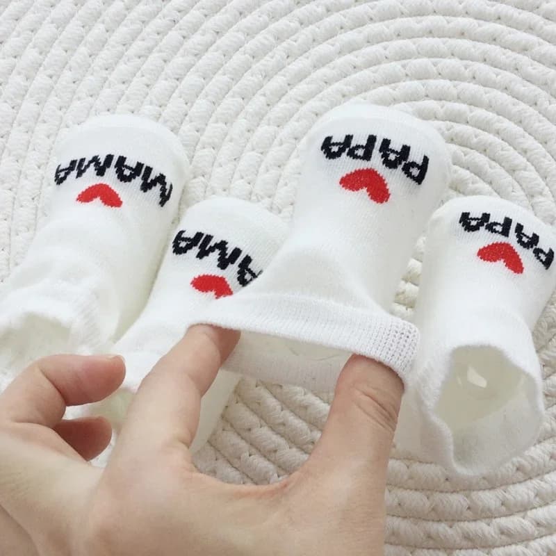Newborn Baby Crew Socks Mama Papa 2-Pair