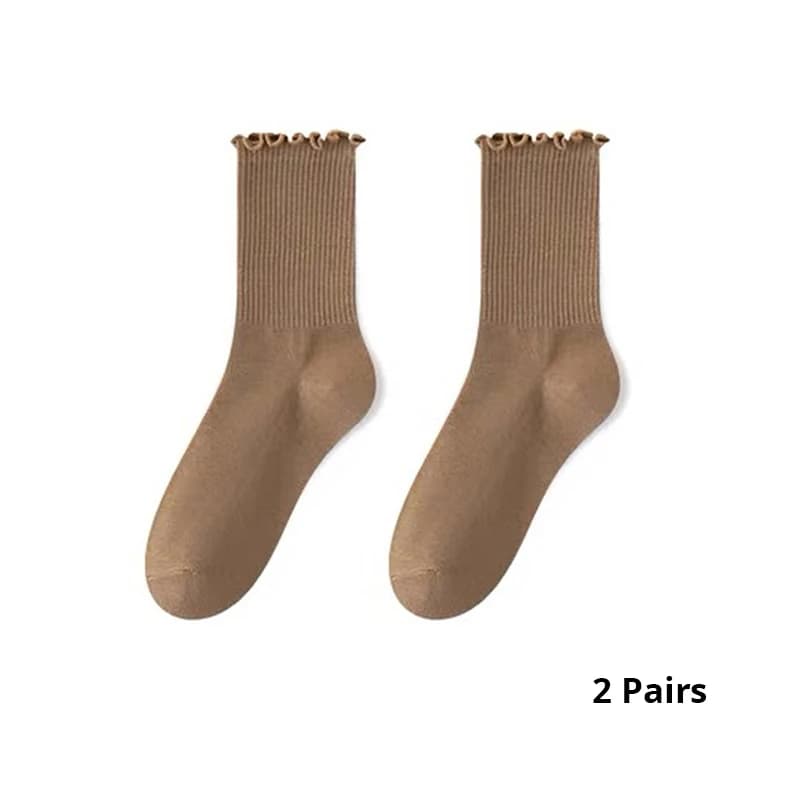 Women's Cotton Ruffle Mid-Calf Socks