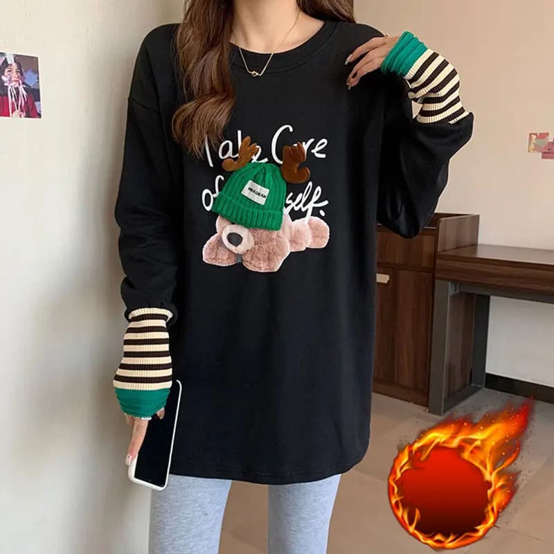 Long Sleeve Graphic Pullover Midi Top