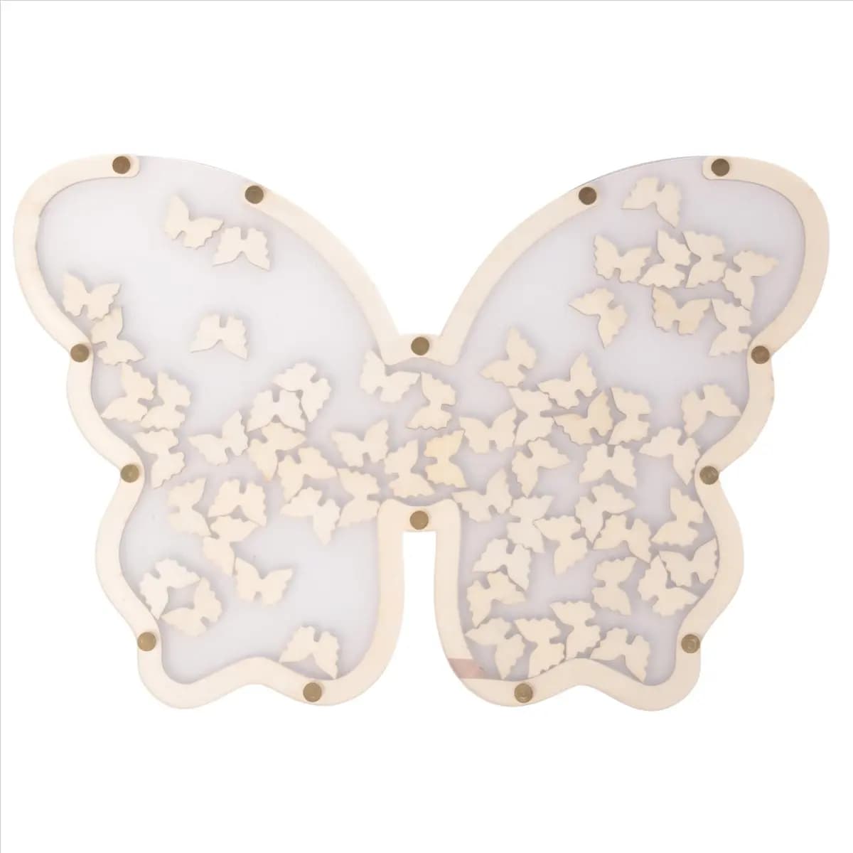 White Wooden Butterfly Wedding Guest Book Frame