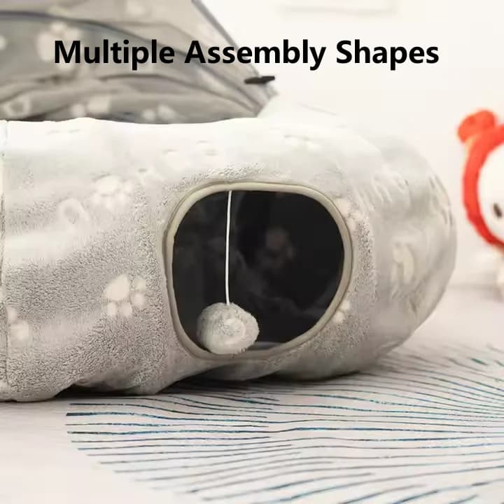 Interactive Cat Tunnel Bed Plush Play Toy