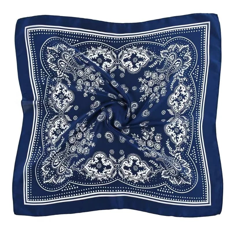 Black Paisley Cotton Square Scarf 70cm