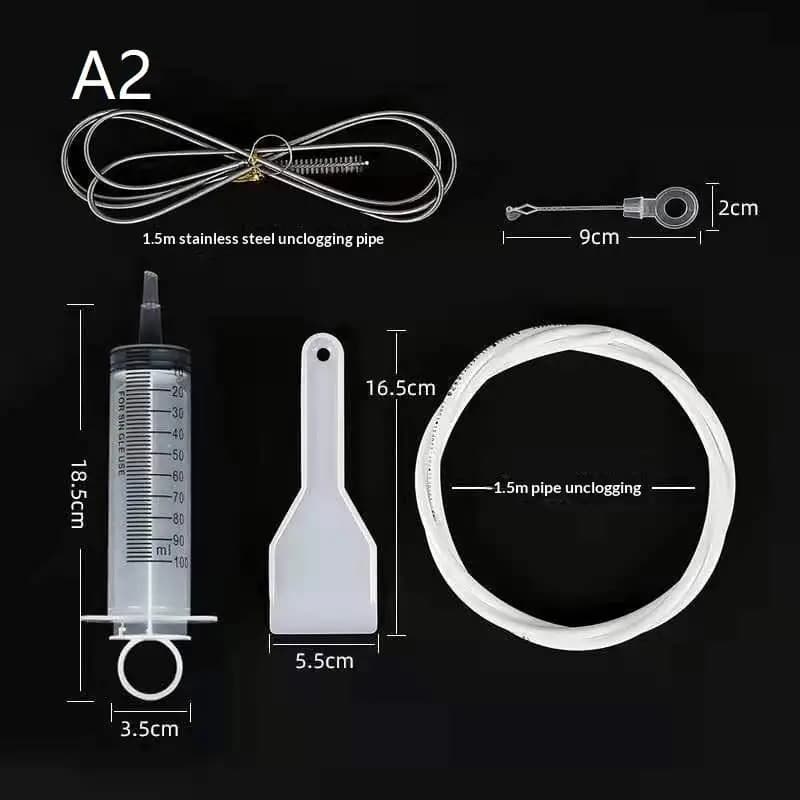 Drain Cleaning Syringe Kit With Hose Attachments