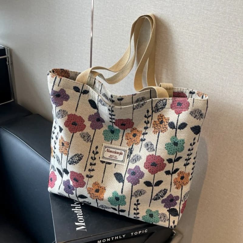 Women's Canvas Tote Bag with Zipper