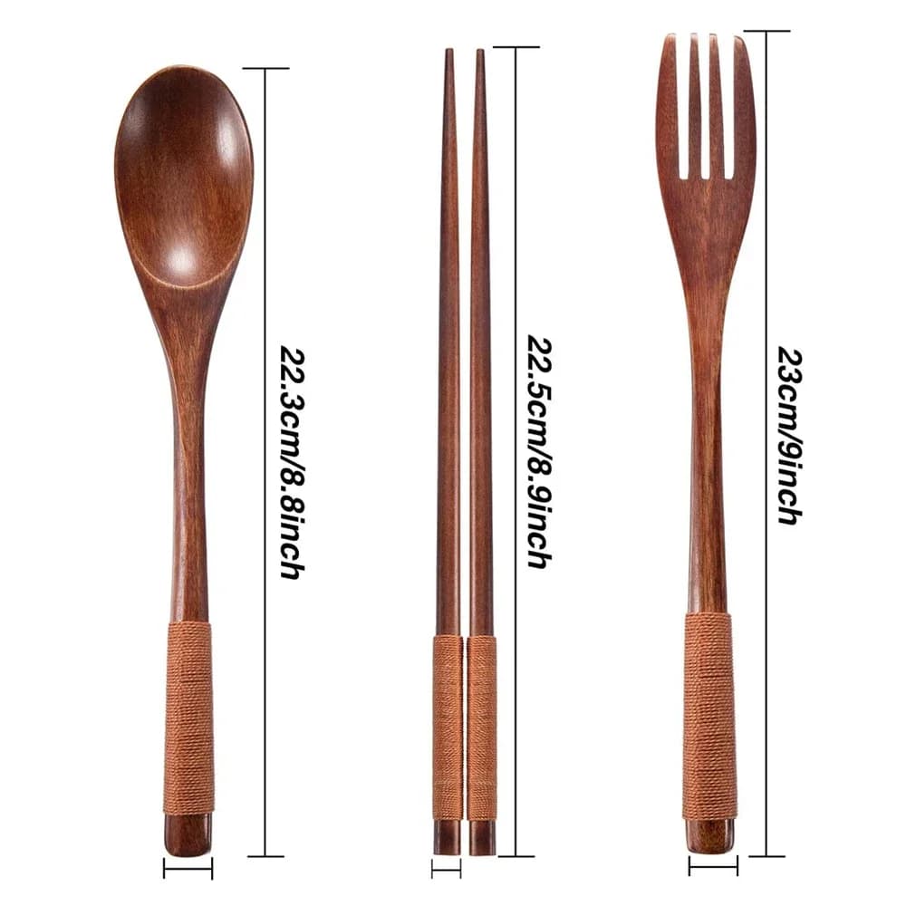 Natural Wood Dinnerware Utensil Set