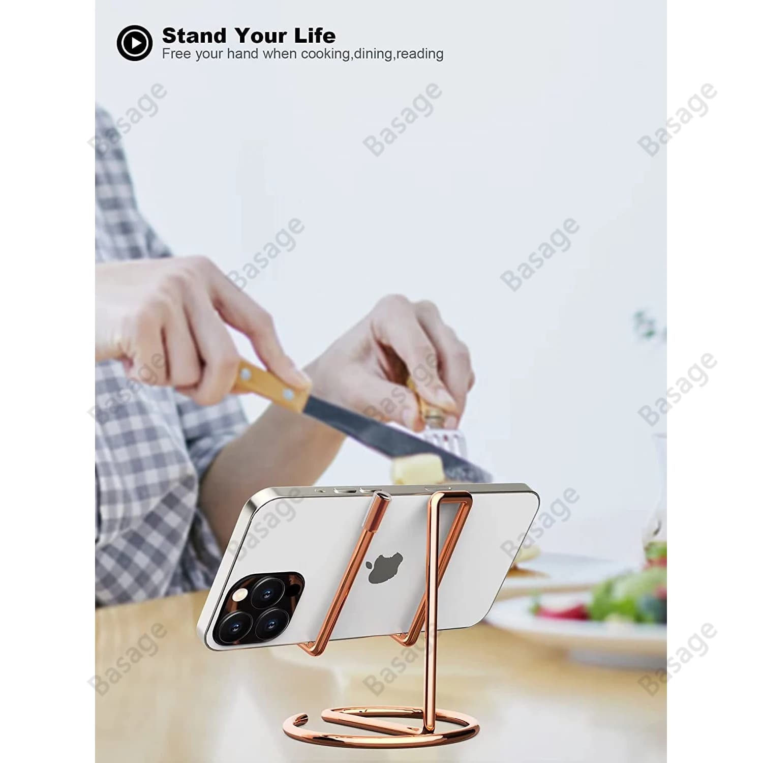 Cell Phone Stand for Desk, Business Card Holder,Cute Metal Cell Phone Stand, Metal Wire Cellphone Cradle Dock for Phone Tablet