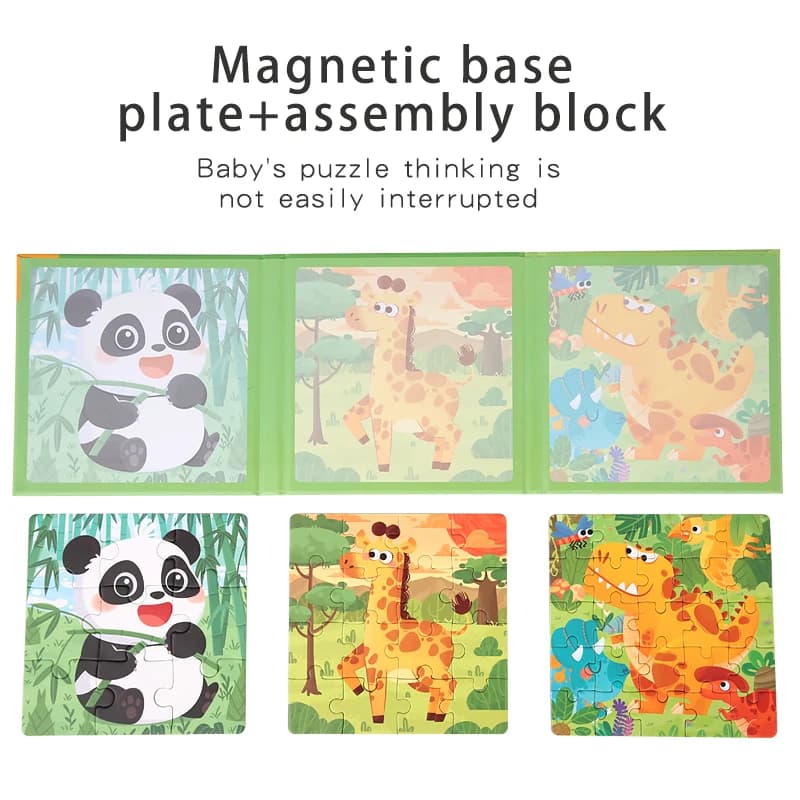 Wooden Jigsaw Puzzle Board with Geometric Shapes