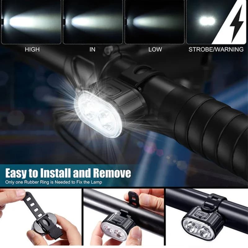 Cycling Bicycle USB Rechargeable LED Light Set