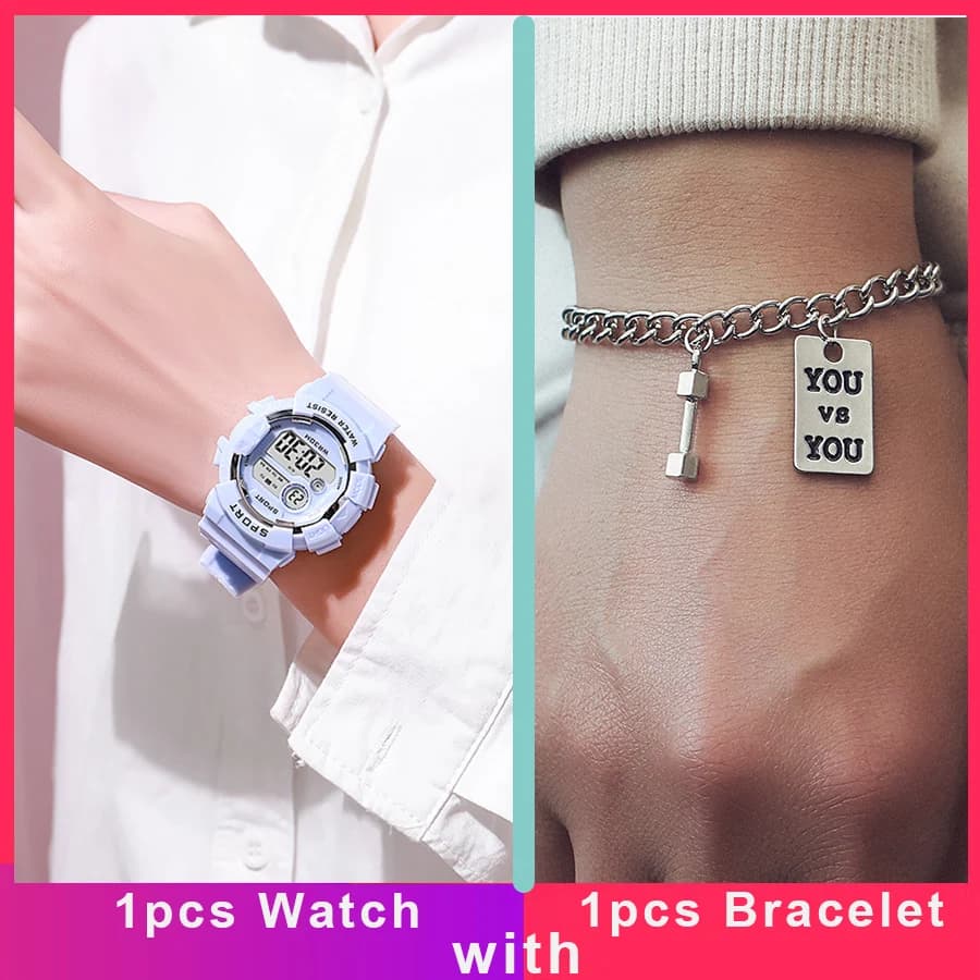 Men Women Digital Watches with Bracelet Multifunction Sports Watches Fashion Couple Watch Electronic Clock For Boys and Girls