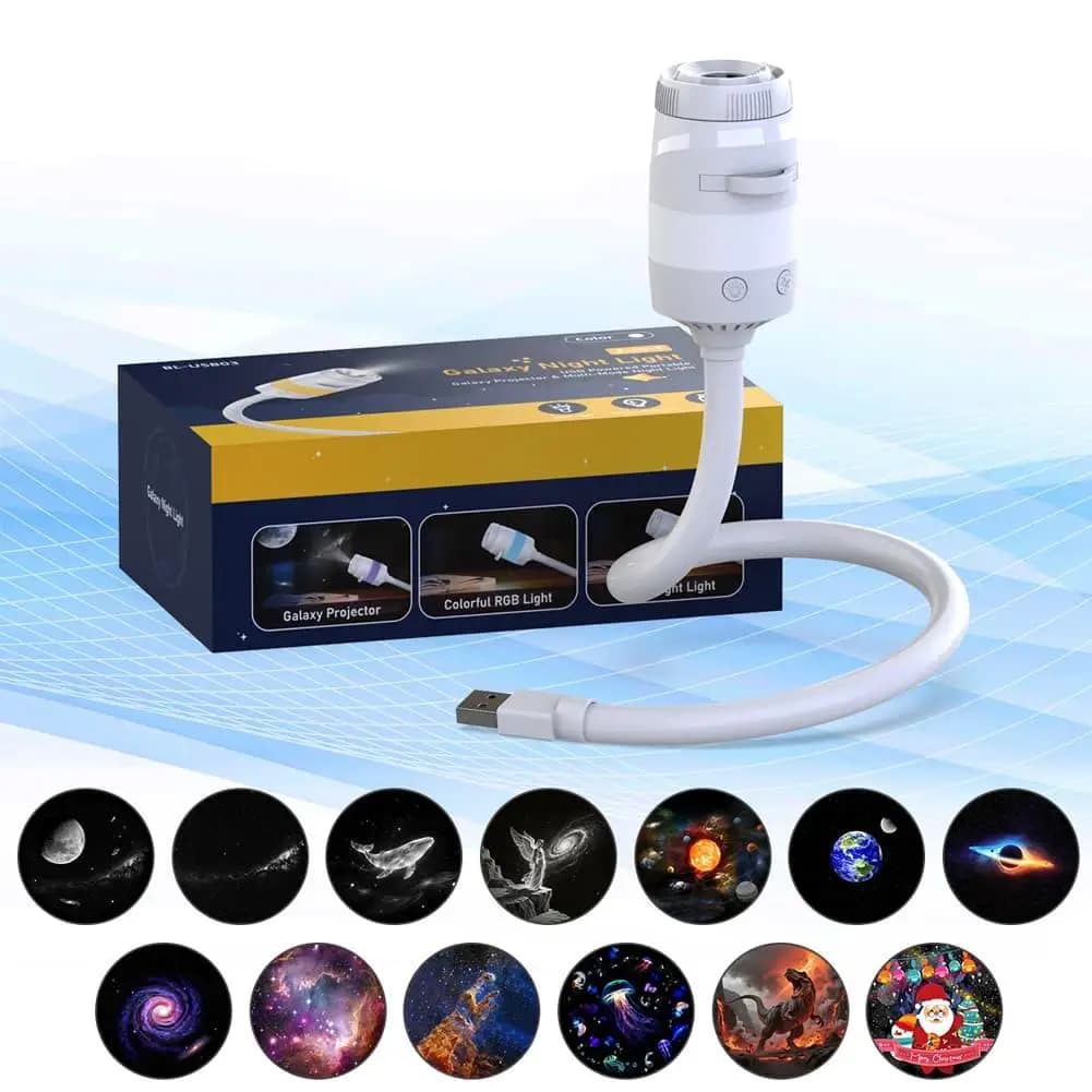 Mini Galaxy Projector Light USB LED Starry Sky Night Lamp Aurora Nebula Projection 360° Rotate Adjustable For Party Room Decor