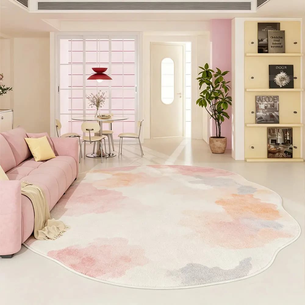 Irregular Shape Plush Area Rug Washable