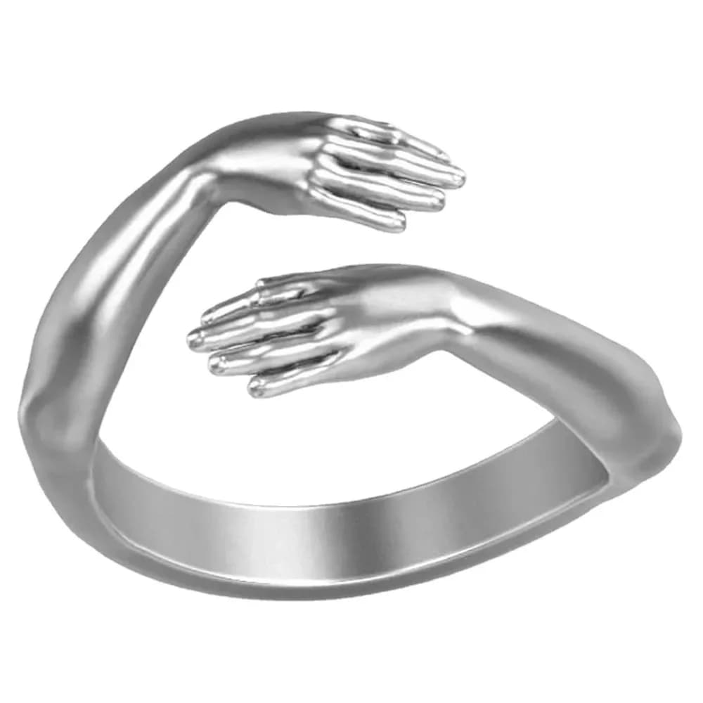 Hands Hug Open Adjustable Ring
