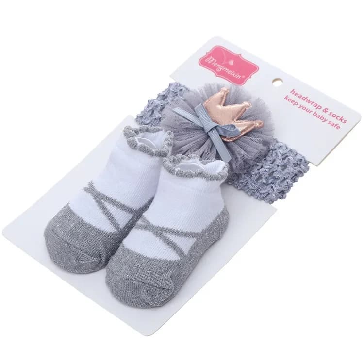 Baby Girl Socks and Bow Headband Set