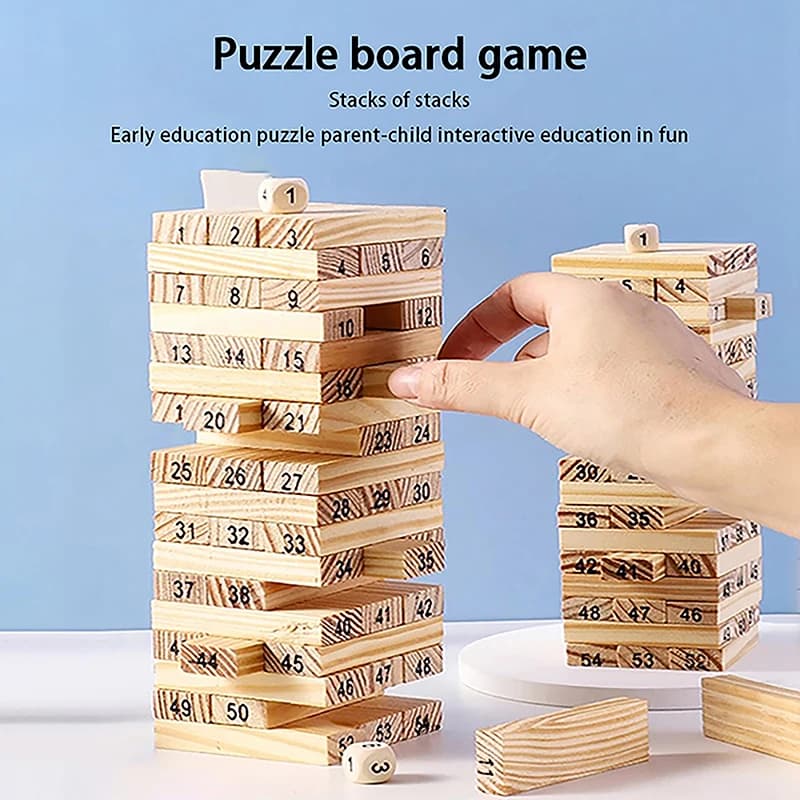 Solid Wood Stacking Block Tower Game